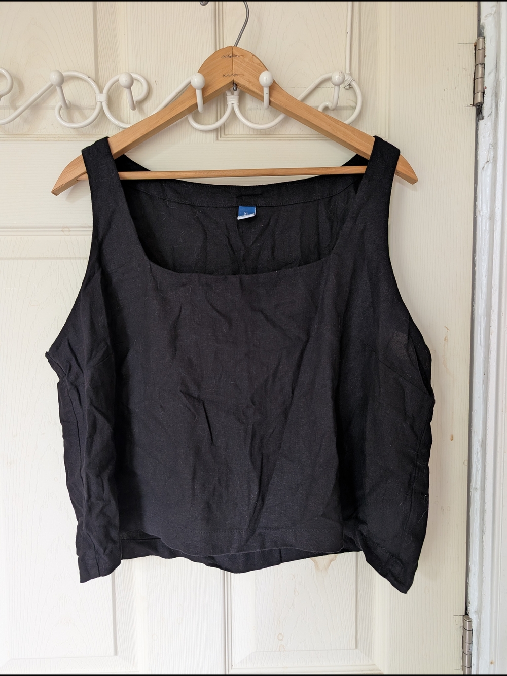 NWT Old Navy Black Square-Neck Linen Blend Tank XL